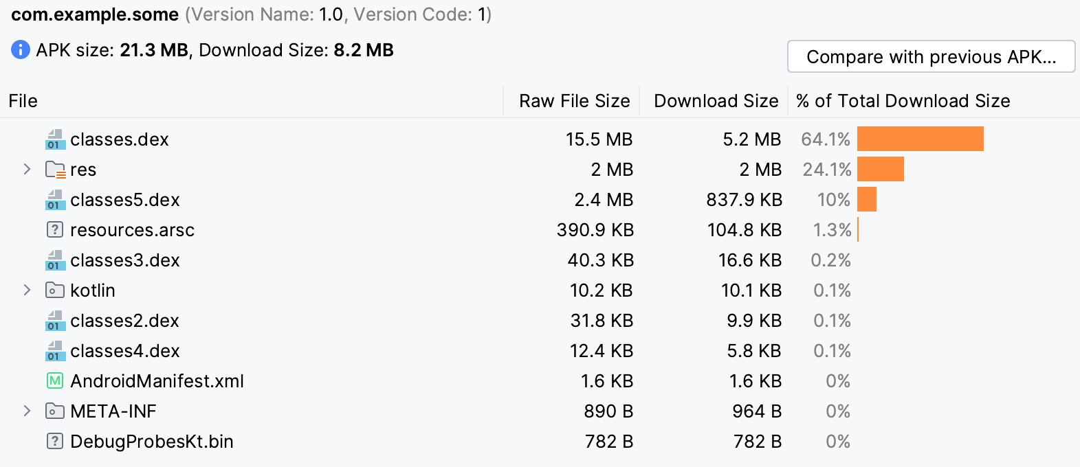 Android Studio, Analyze APK