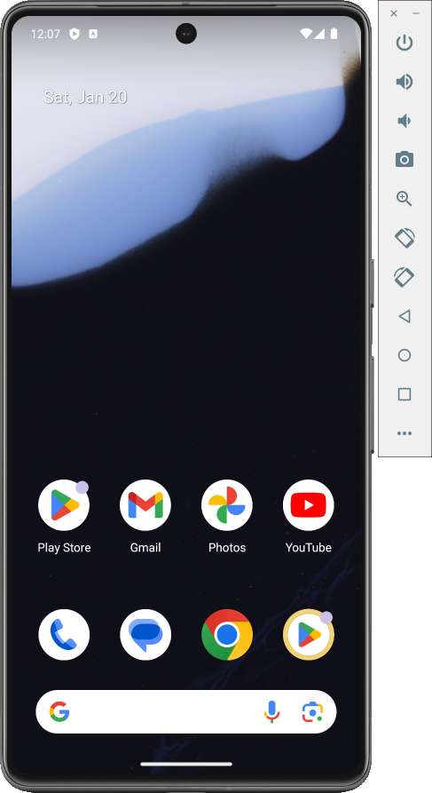 Android Studio, running emulator