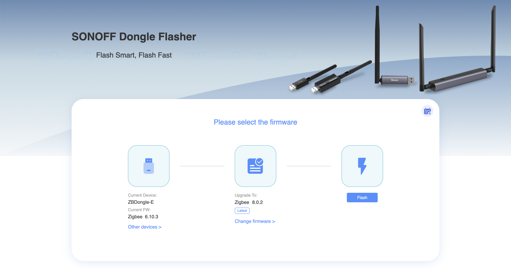 SONOFF Dongle Flasher, connected device