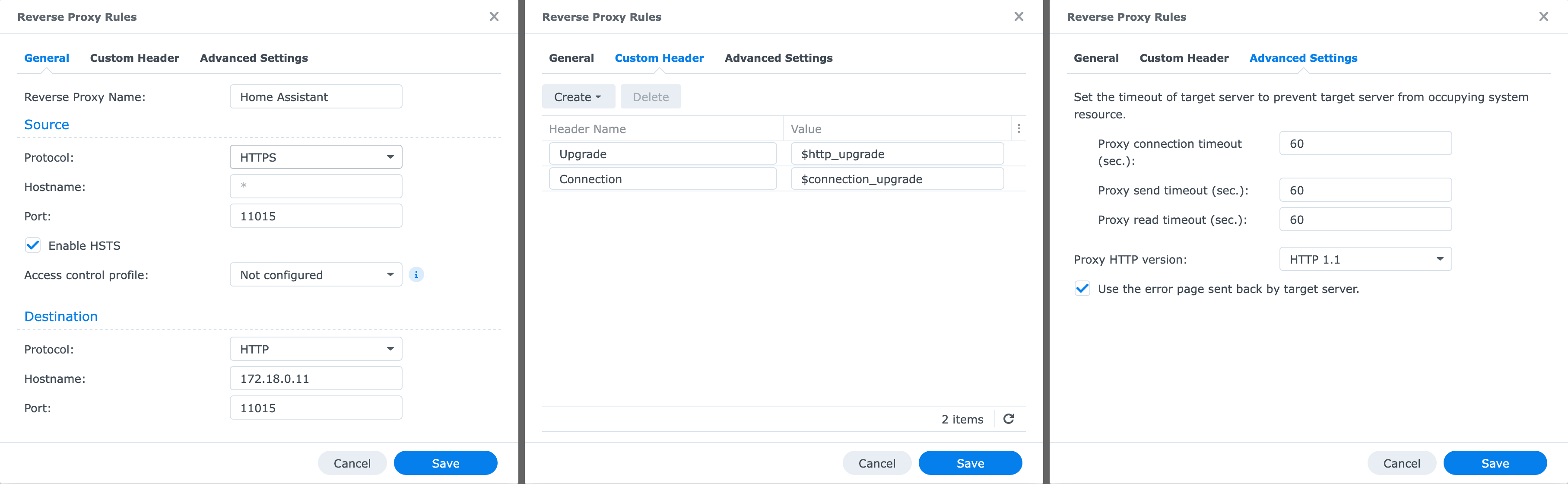 Synology Login Portal, reverse proxy