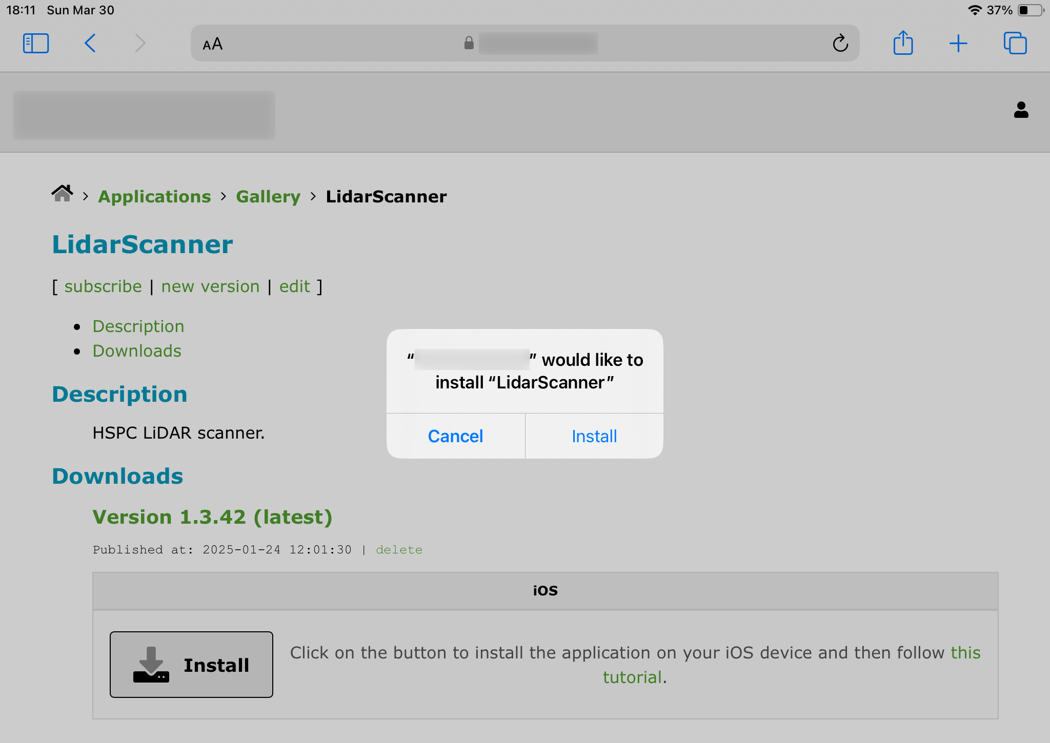 Installing an iOS application from a website