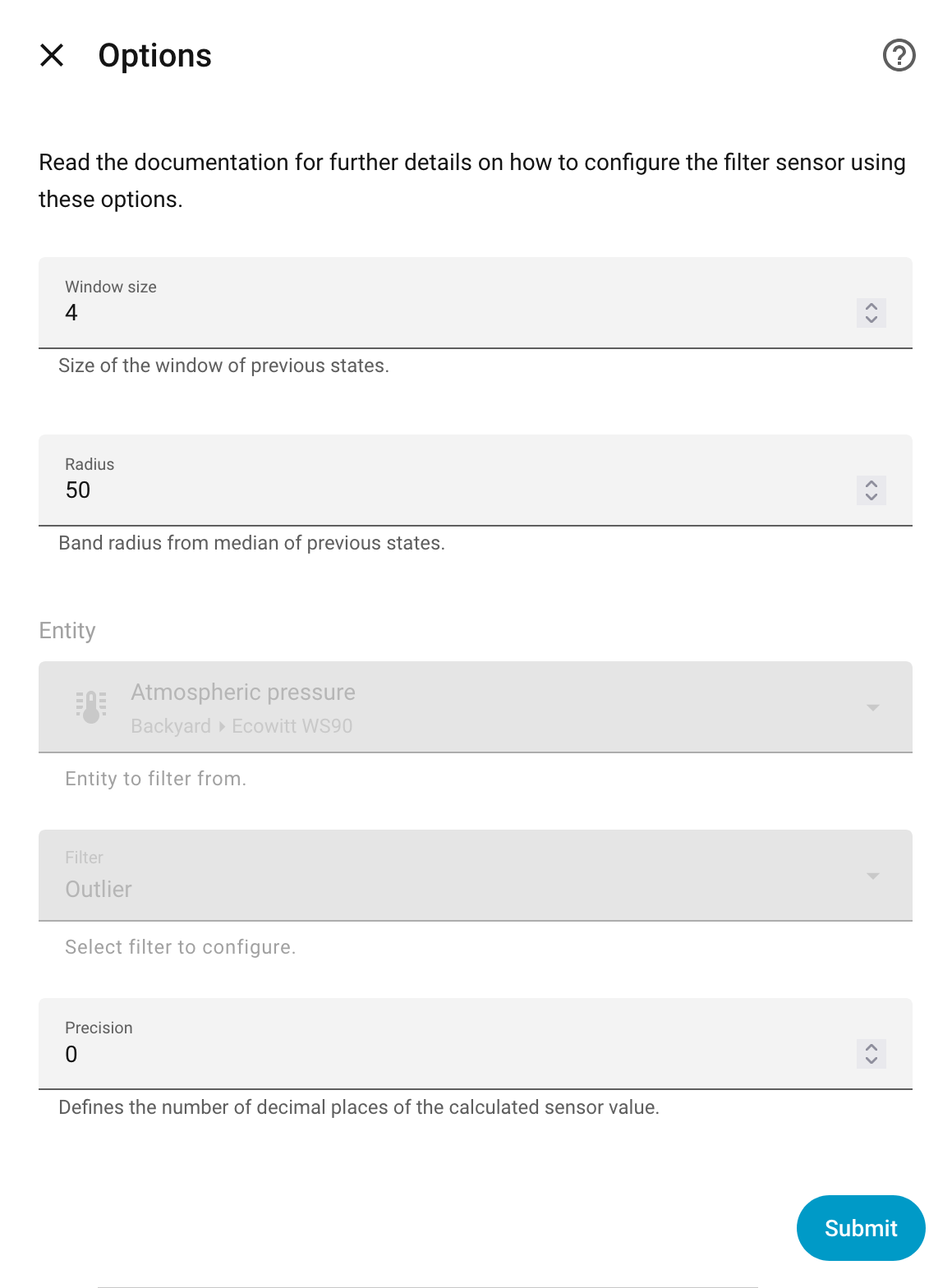 Home Assistant, outlier filter helper for pressure