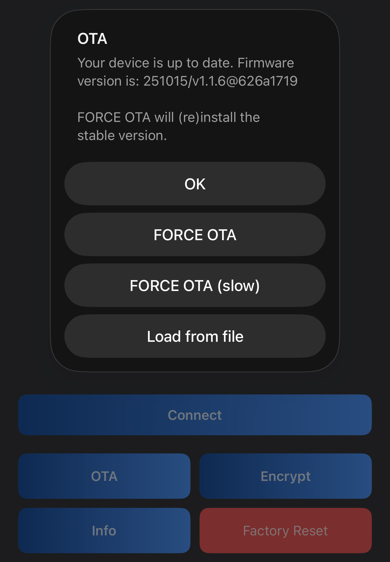 Shelly BLE Debug, OTA latest