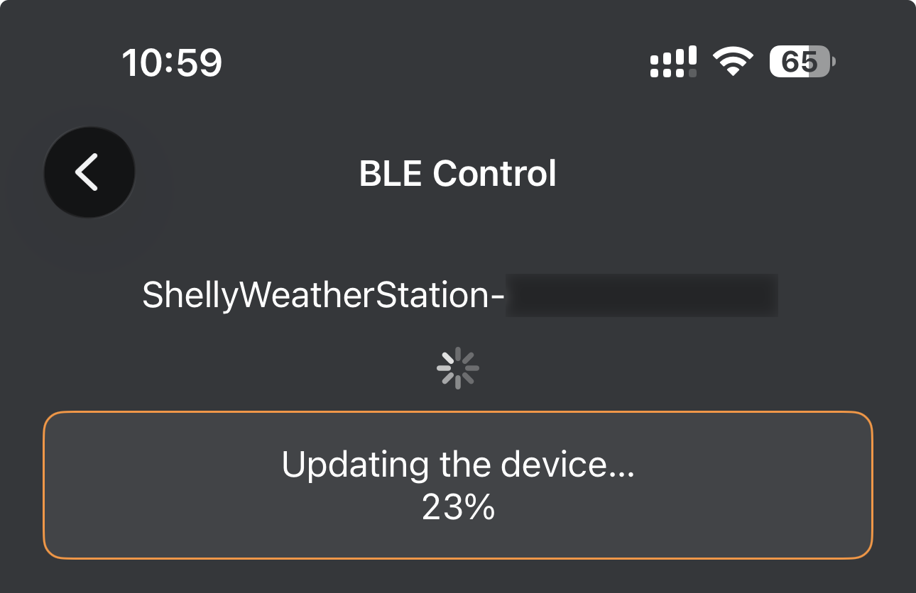 Shelly BLE Debug, OTA updating